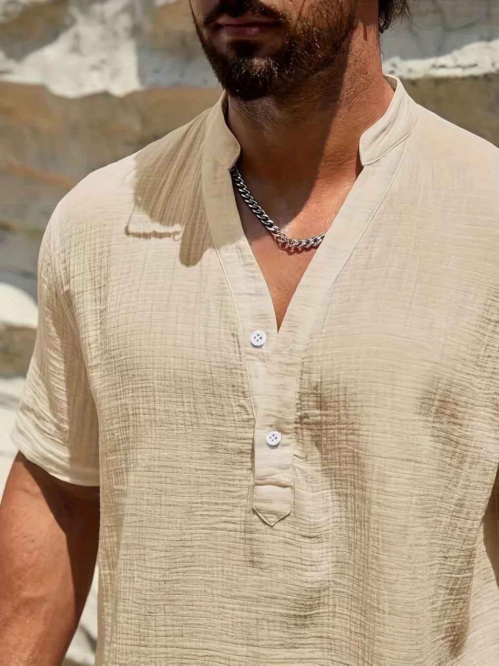 Arnaldo | Camisa elegante de verano con cuello alto