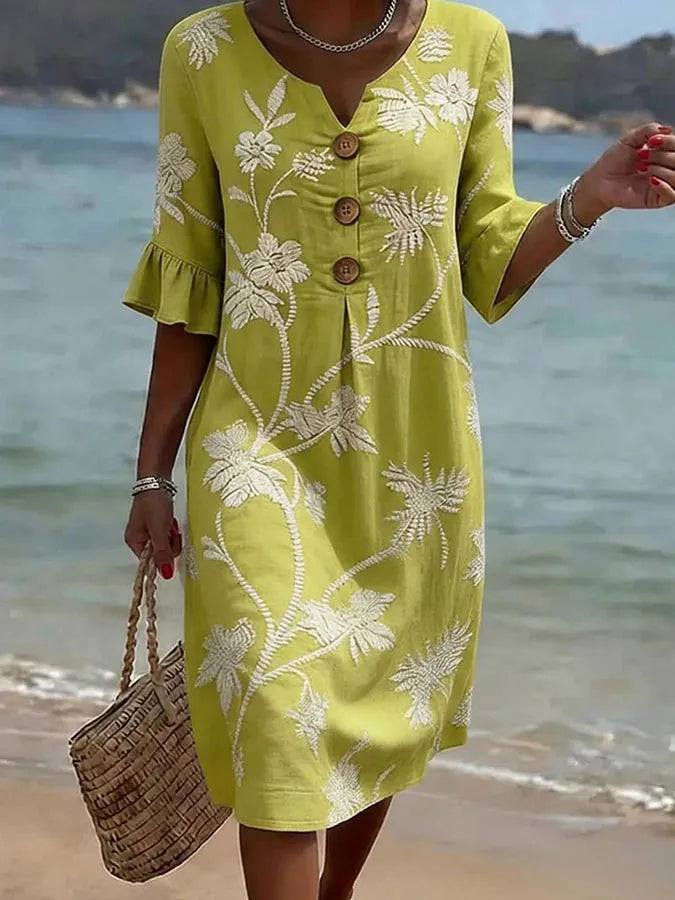 Vestido informal de mujer con estampado floral. en color Amarillo