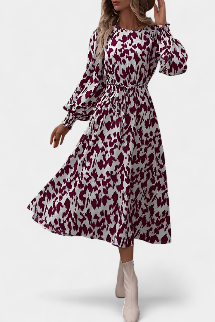 Nerin Vestido A-Line de Leopardo con Cintura Ajustable en color Leopardo