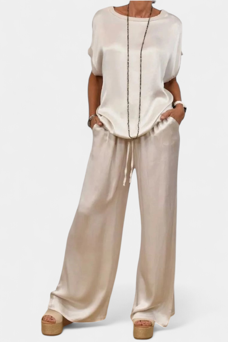 Blasa Conjunto de Primavera de Dos Piezas con Estilo Sofisticado en color Blanco