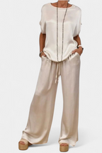 Blasa Conjunto de Primavera de Dos Piezas con Estilo Sofisticado en color Blanco