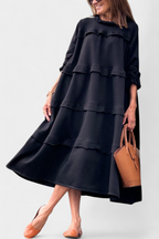 Jada Vestido Sudadera con Volantes y Silueta Casual-elegante
