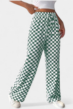 Hilaria Pantalones de Pierna Ancha con Estampado a Cuadros en color Verde
