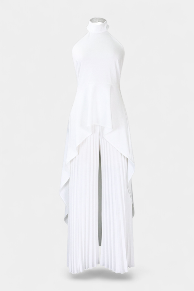 Chrysoula Conjunto Asimétrico con Pantalón Plisado en color Blanco