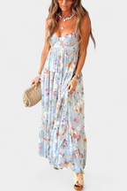 Neha Vestido Floral con Espalda Abierta y Tirantes Finos