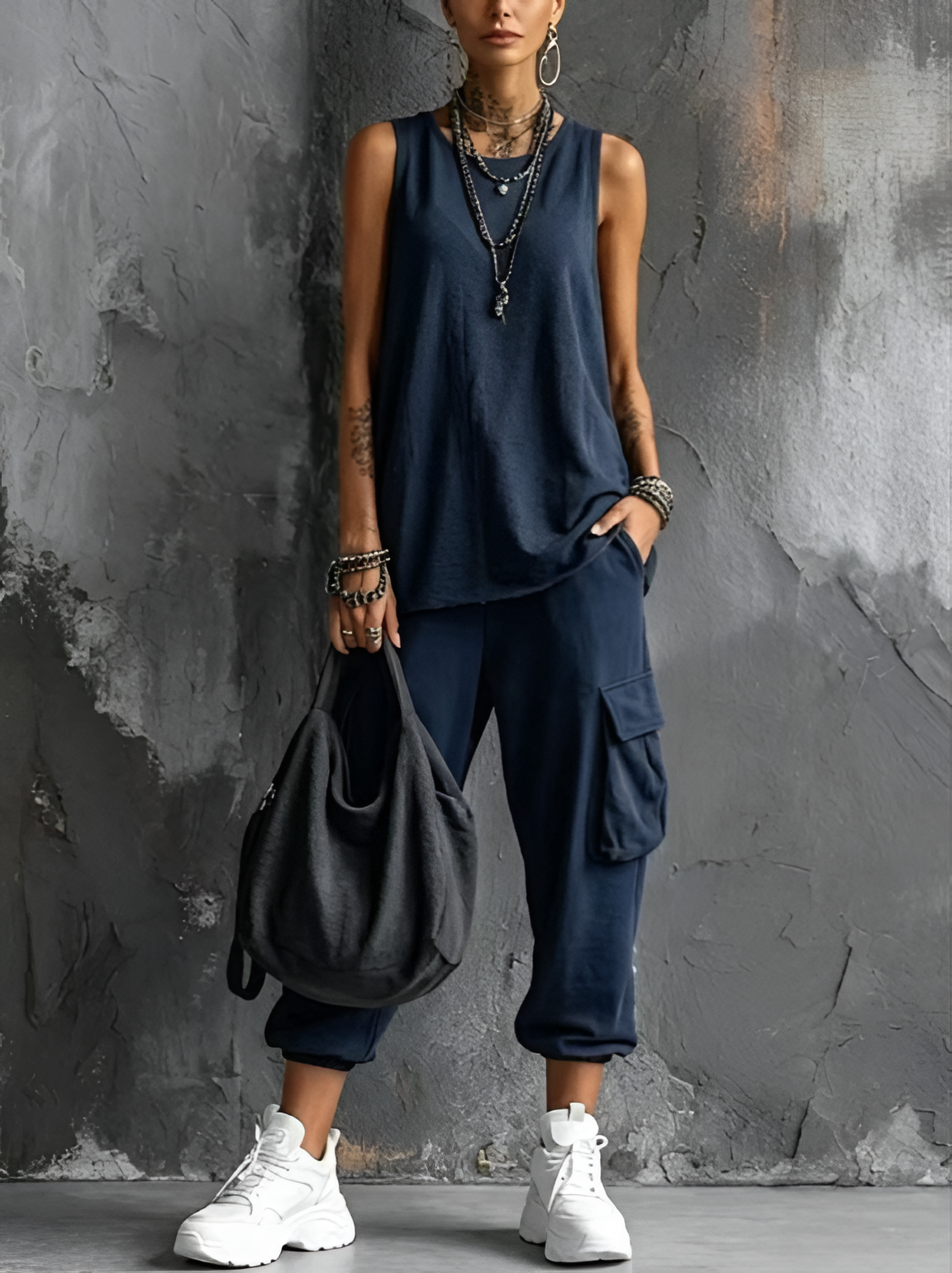 Valeriana | Conjunto Casual con Bolsillos en color Negro