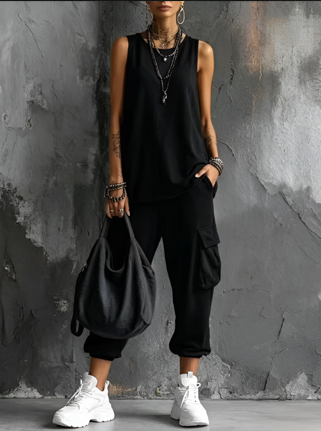 Valeriana | Conjunto Casual con Bolsillos en color Negro