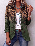 Ernestina | Chaqueta blazer leopardo verde con volantes