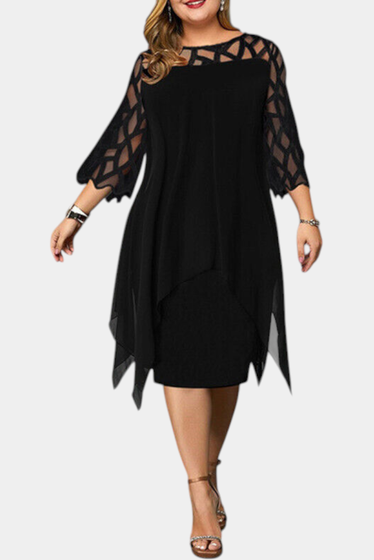 Yana Vestido Talla Grande con Mangas de Encaje en color Púrpura