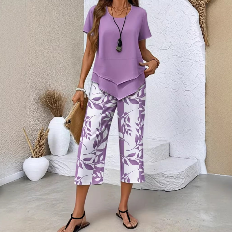 Elena | Conjunto de Túnica y Pantalón Fluido en color Rojo